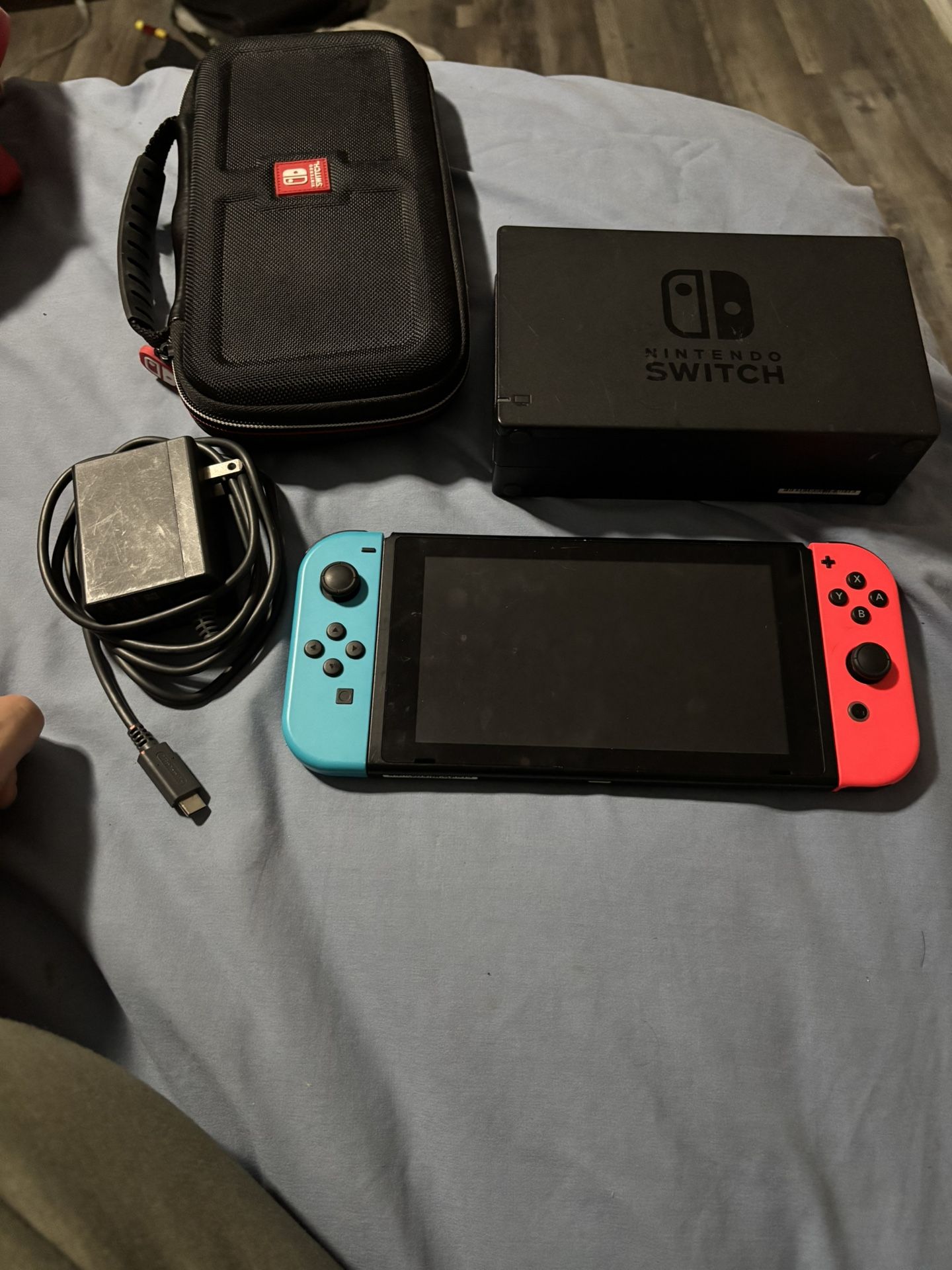 Nintendo switch with dock + charger + case