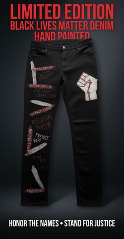 One-of-a-Kind Black Lives Matter Hand-Painted Denim Jeans