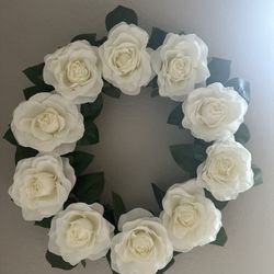 Brand New - White Rose Garden Wreath