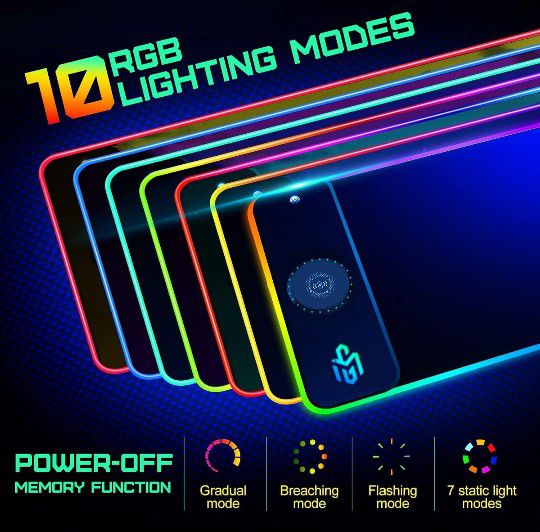 GIM 15W Wireless Charging RGB Mouse Pad, 800x300x4mm LED Mouse Pad, 10 Light Modes, Extra Large Mouse Pad, Non-Slip Rubber Base,
$20