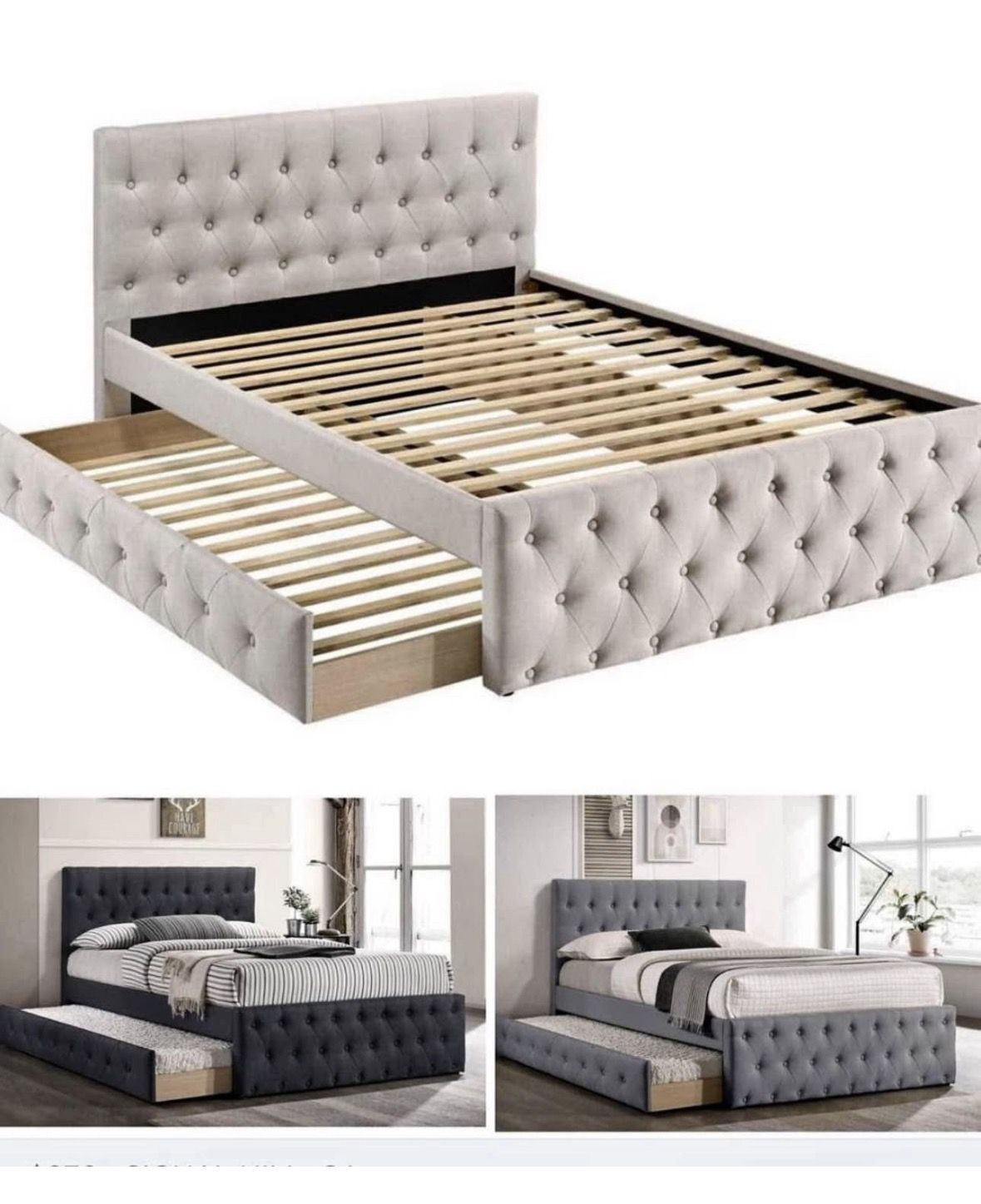 Full Bed frame with trundle twin not including mattress