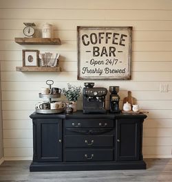 Refinished Black Farmhouse Buffet / Coffee Bar Server- delivery available for a fee