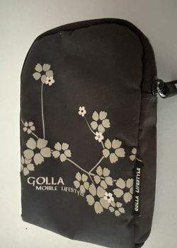 Golla Vintage Digital Camera Case/Pouch Zipper Closure. Brown W Pink Flowers