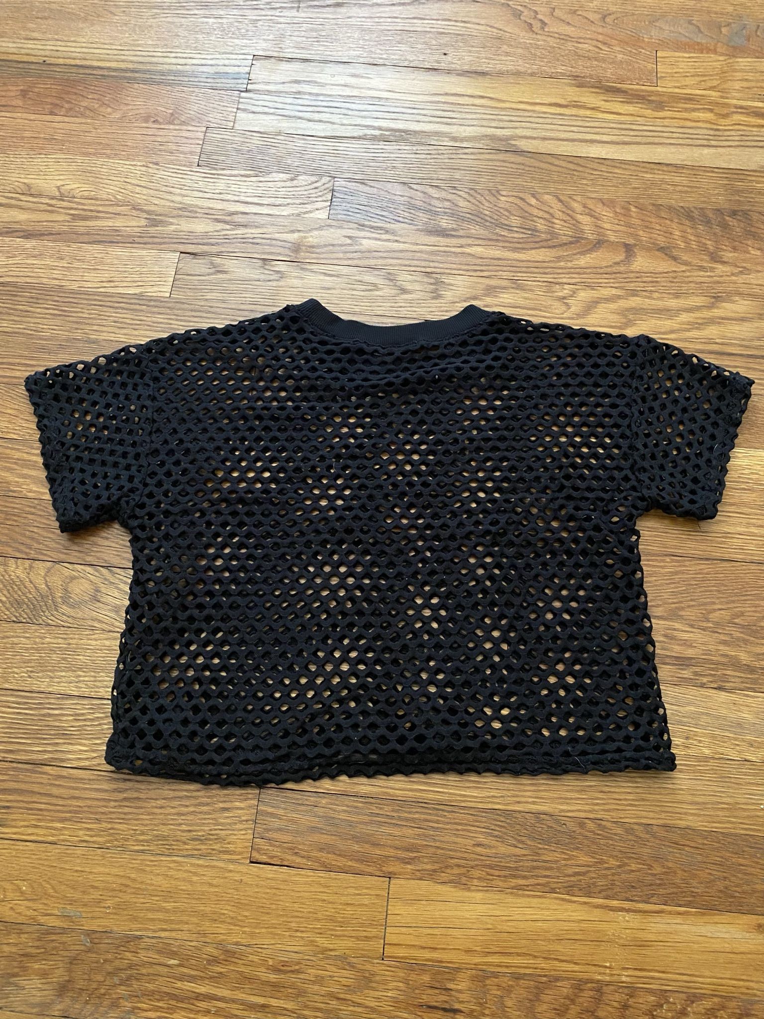 Black Fishnet Cropped Shirt