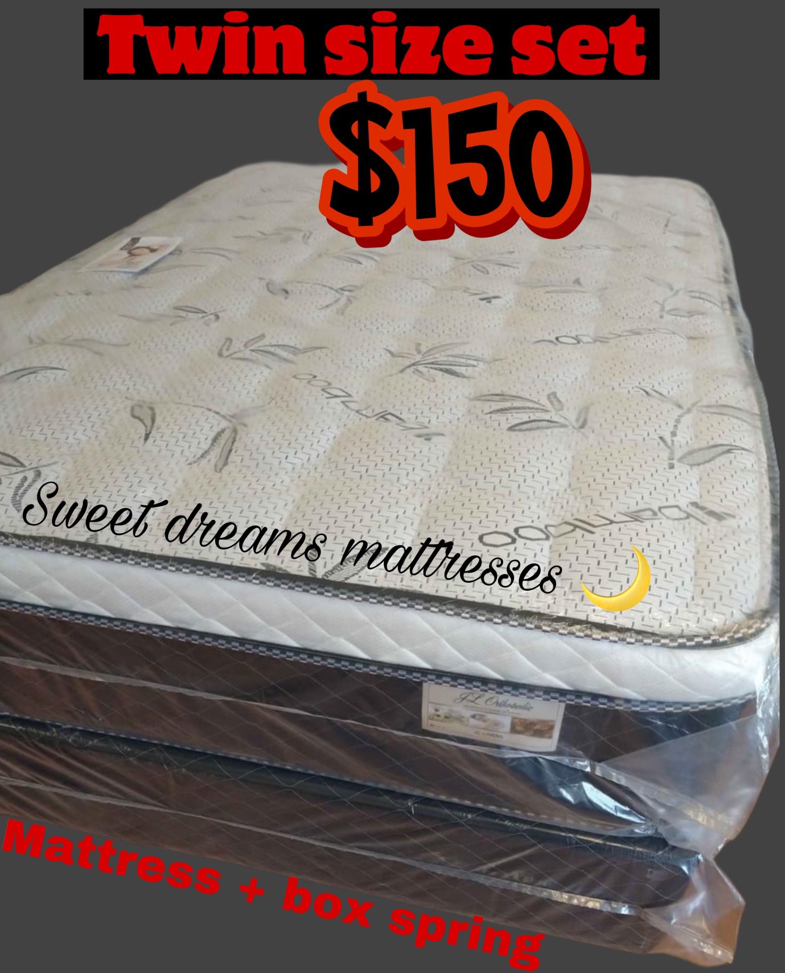 Twin Size Euro Pillow Top Mattress Set