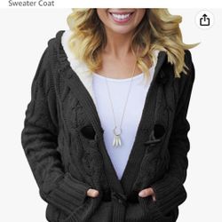 Women Hooded Knit Cardigans Button Cable Sweater Coat Woman’s Small Brand New 