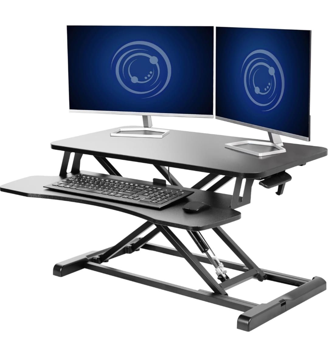 *** New *** Standing Desk Converter, Sit to Stand Desk with Keyboard Tray, Height Adjustable Stand Up Desk Riser for Home Office, Dual Monitor and