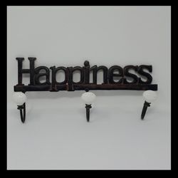 Vintage Cast Iron HAPPINESS Coat Rack