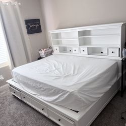 White full size bed frame