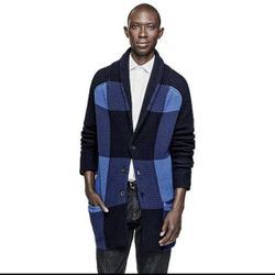 Adam Lippes Cardigan Blue Color block / Buffalo Check Size S
