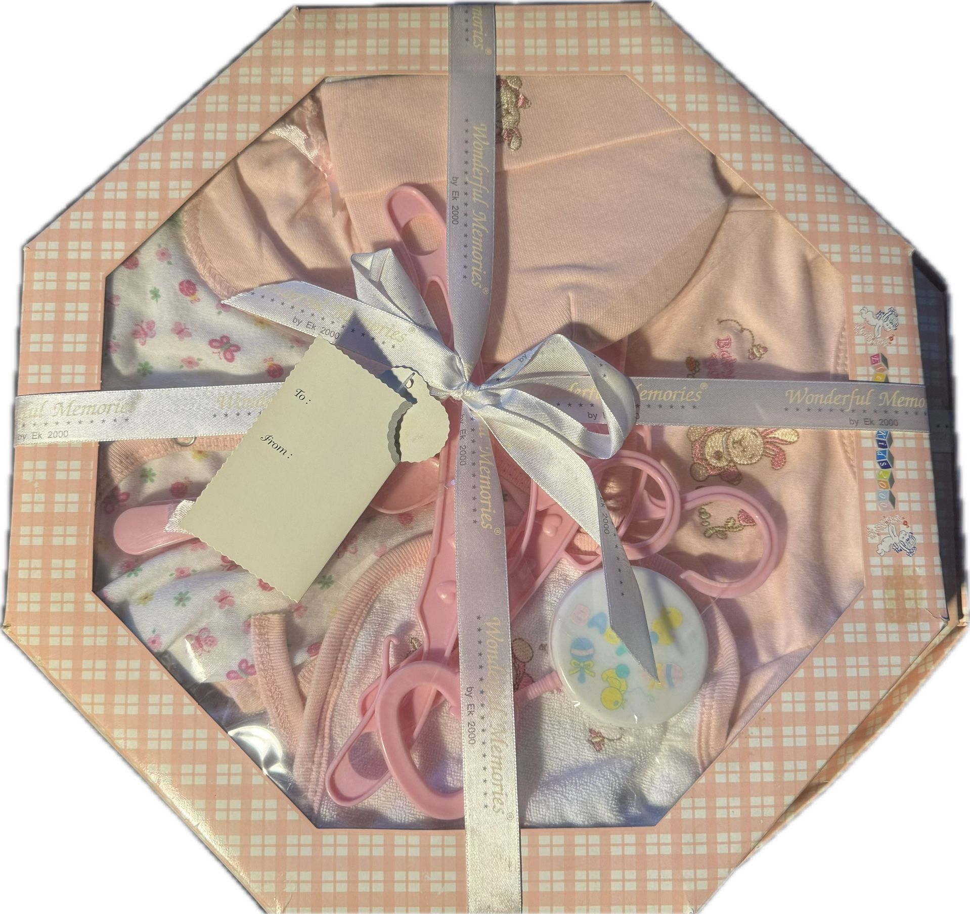 Newborn Baby Layette, Baby Shower, Pink, set= (10pieces, T-Shirt, Hat, Mittens, 3 Washcloths, Bib,