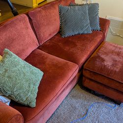 L  shaped suede sectional couch set.