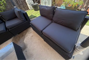7 piece wick patio set ( grey )