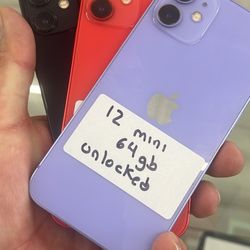 12 Mini & 13 Mini Unlocked. Cash Or $50 Down W Approval 