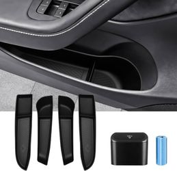 Door Side Storage Box and Trash Can for 2024 2025 2026 Refresh Tesla Model 3 Highland Accessories Front Rear Door Insert Slot Storage Tray Organizer P