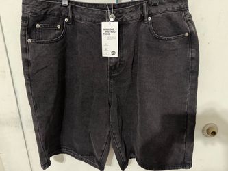 Black Washed Denim Shorts Size 2XL