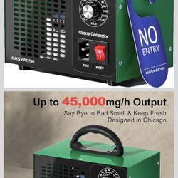 Ozone Generator 45,000mg/h, Industrial O3 Deodorizer for Areas of 2500 Square Feet - High Capacity Ozone Machine Air Ionizer Odor Clean