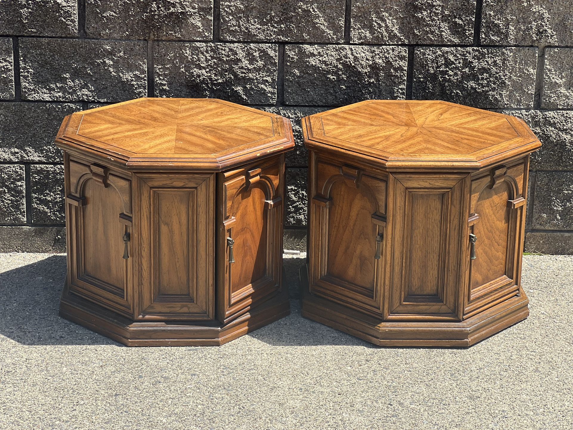 matching oak octagon end tables