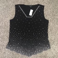 Black BEADED TOP - XL