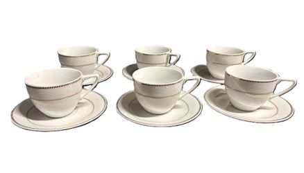 Porcelain tea/coffee cup and saucer set in white & gold