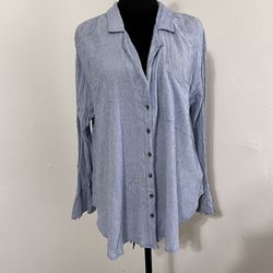 free people swing button up shirt Size: M Color: blue