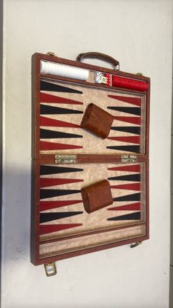 Vintage Faux Leather Backgammon Travel Set