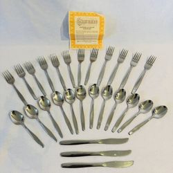 Vintage International Silver Stainless Flatware Set Of 28 Pcs American Stainless