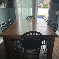 Bar Height Wood Table With 6 Chairs 