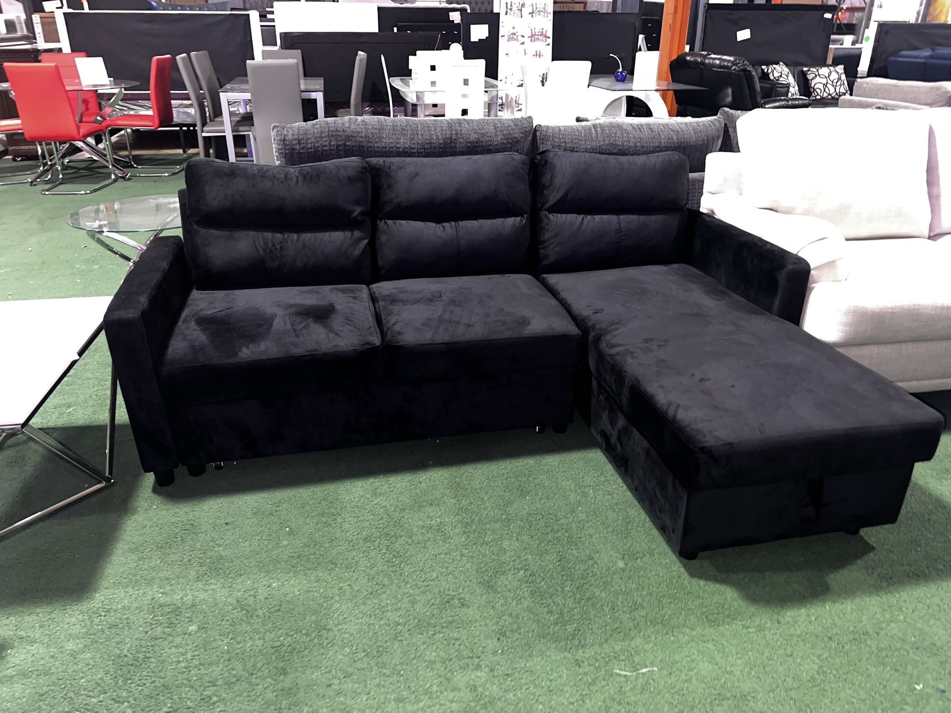 Brand New Black Sleeper Sectional 