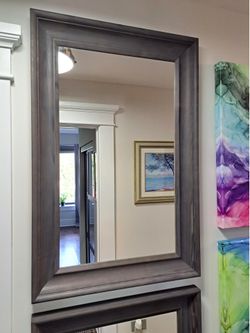 Wood-framed Grey Mirrors - Set of 2 - 23 1/4"W x 35 1/4"H