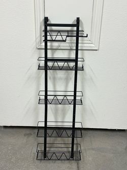 Black Metal 5 Tier Over the Door Shower Caddy Bathroom Organizer 13”W x 45”H