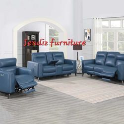 New Power Sofa Set 100% Leather Same Day Delivery Only $32 Down Take It Home 