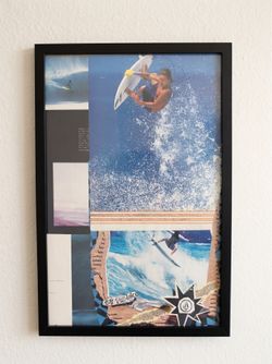 Vintage Surf Magazine Collage Art — VANLIFE — Handmade Framed