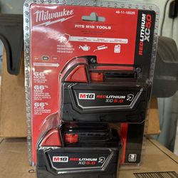 $150  NEW  M18 18-Volt Lithium-Ion XC Extended Capacity 5.0 Ah Battery Pack (2-Pack