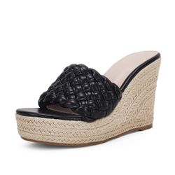 New women’s Ermonn platform wedge sandals with braided open toe size 8.5