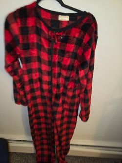 Bobbie brooks buffalo plaid fleece onesie size M