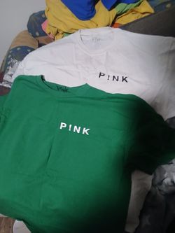 Pink crew tour shirts white and green