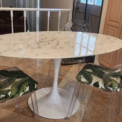 Oval Faux Marble Dinning Table /Desk  60×35.5