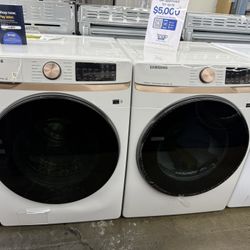 Samsung White Front Load Washer And Gas Dryer Set 