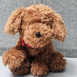 VALENTINE'S Day Gift Dog Puppy Med Brown Plush w/ Red White Heart  Bandana New