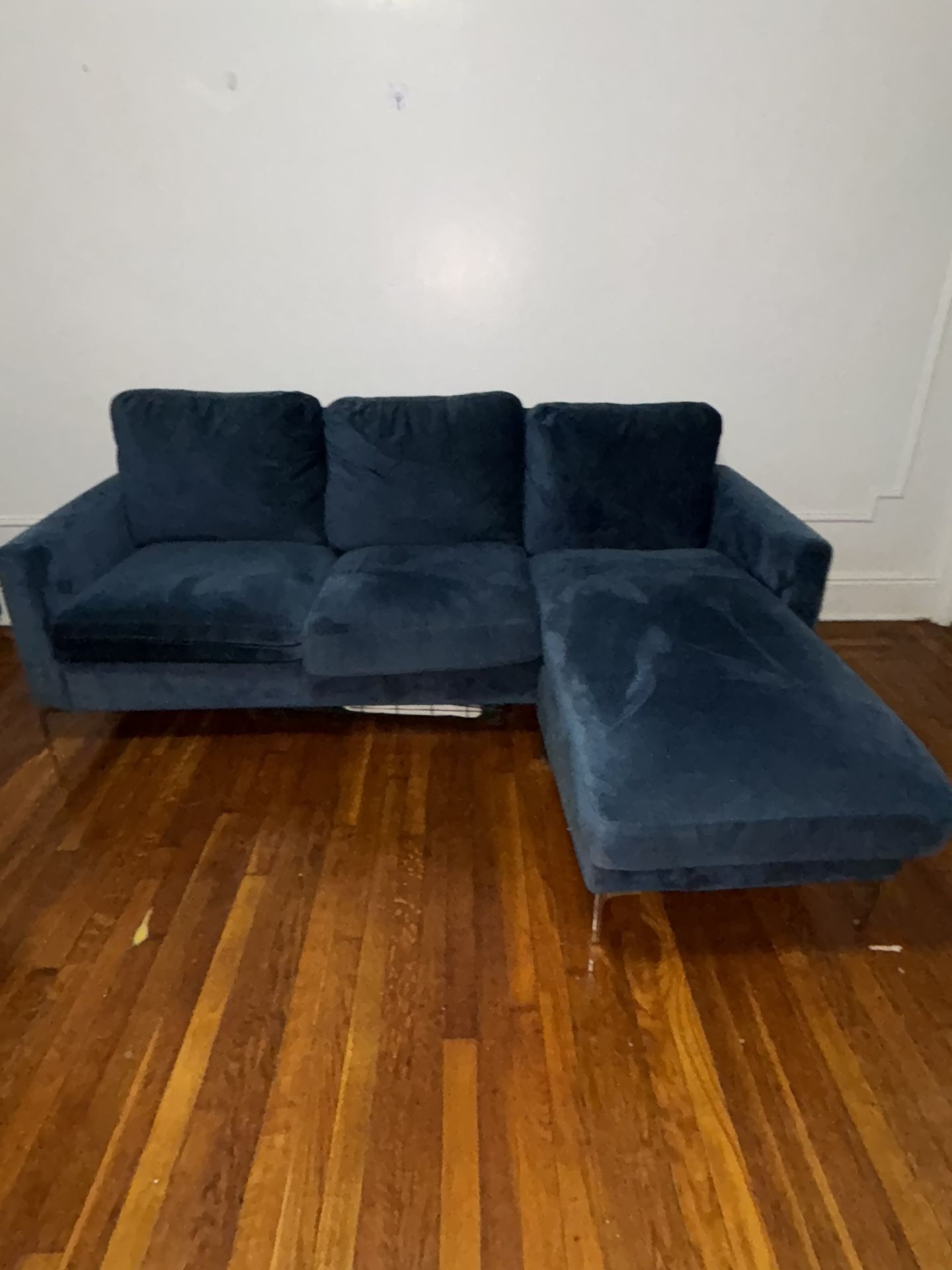Suede Blue L-Section Sofa