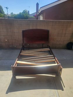 Dark Solid wood  full bed frame