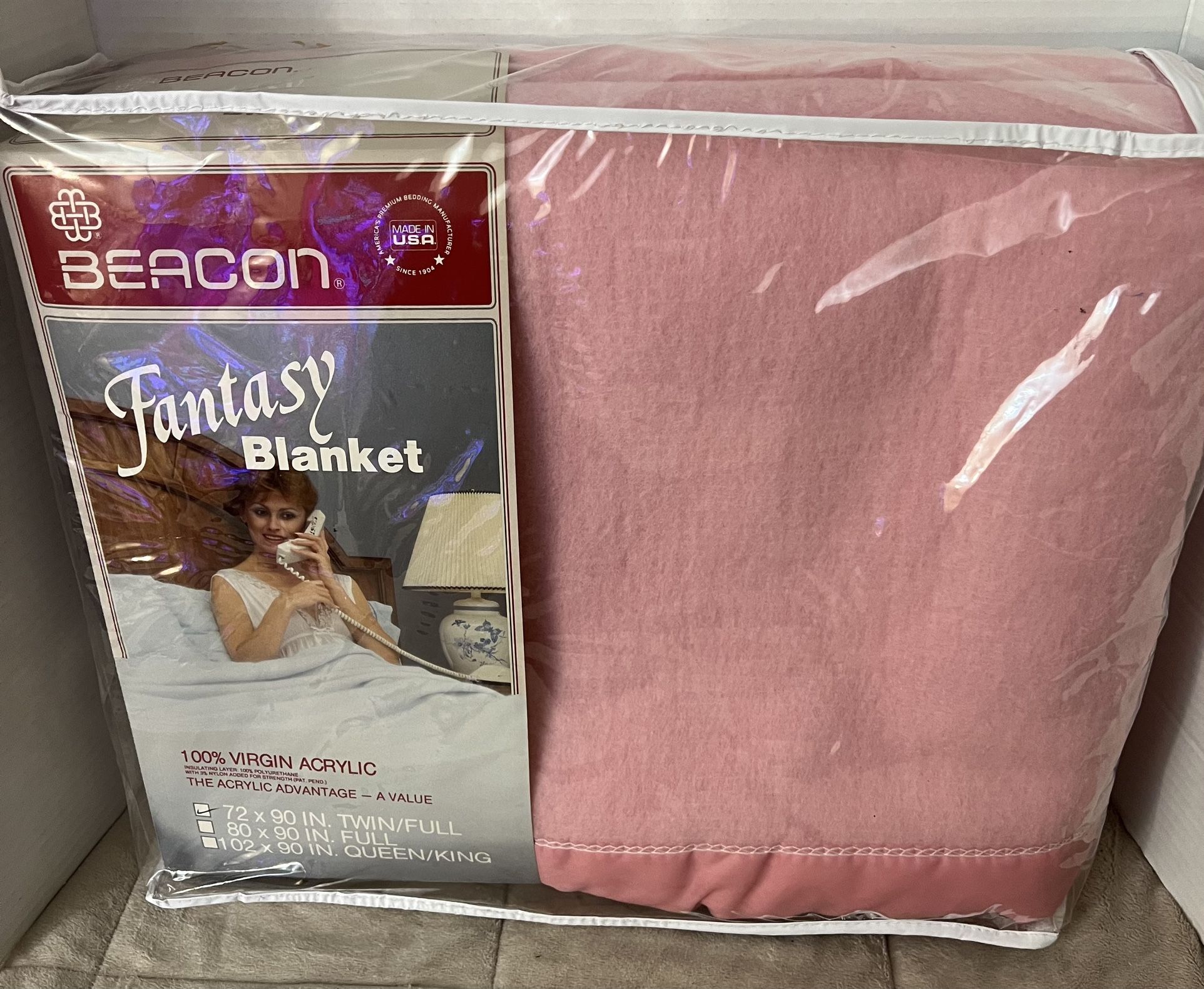 Vintage Pink Beacon Fantasy Acrylic Blanket 100% Virgin Acrylic