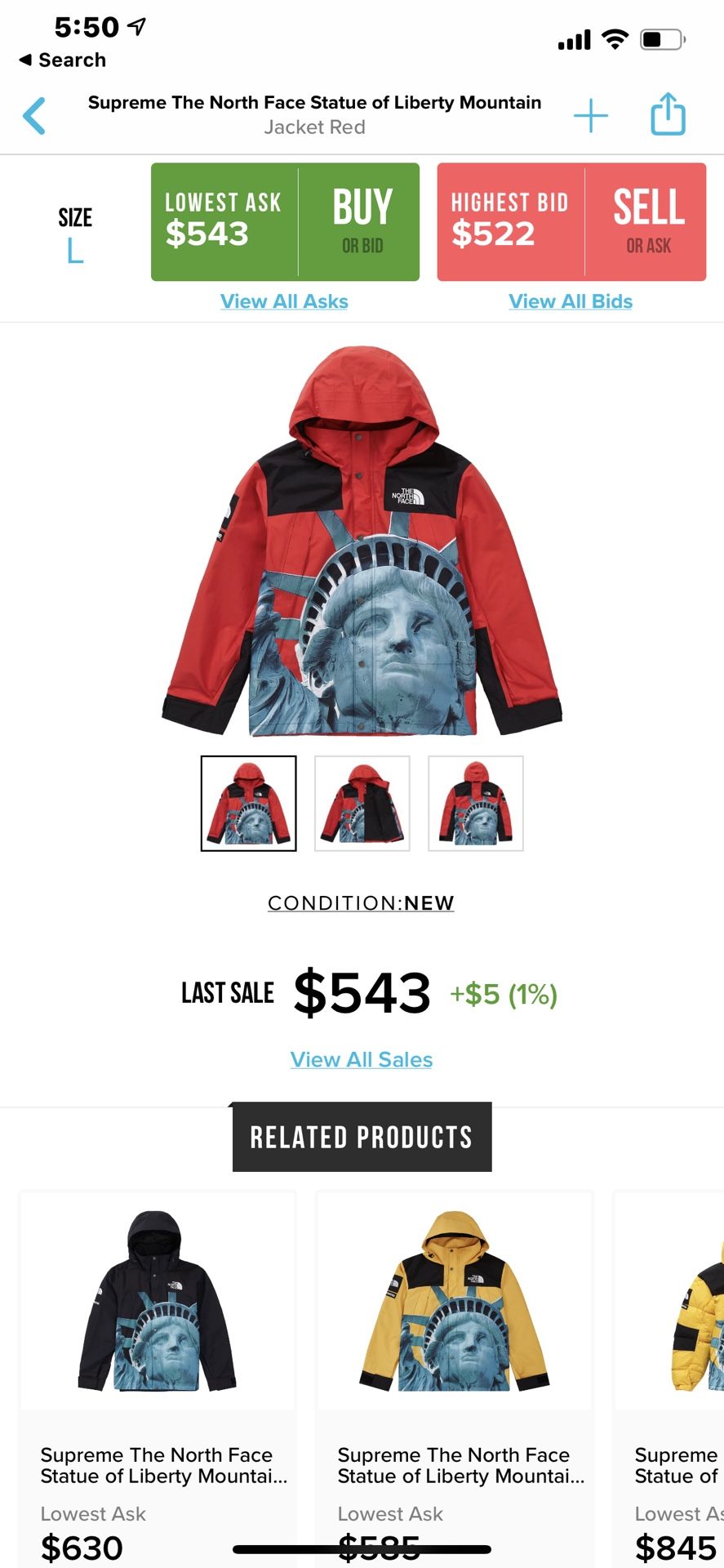 Supreme The North Face jacket SIZE LARGE