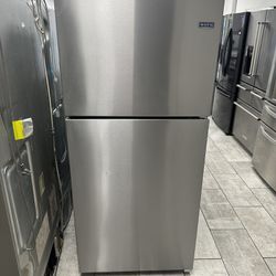 Maytag 30 Inch Top-freezer Refrigerator 18.5 Cu.ft Adjustable Glass Shelves Stainless Steel 