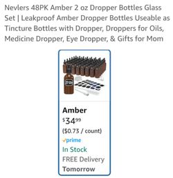 2 Oz Amber Glass Bottles With Dropper Top