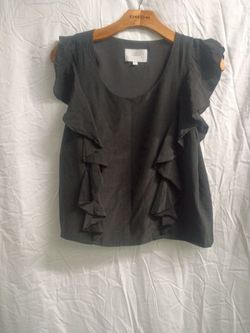 Bebe Black Ruffle Front Sleeveless Top