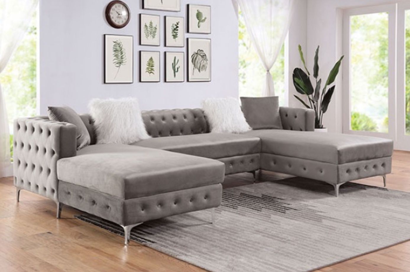 Brand New Gray Double Chaise Sectional