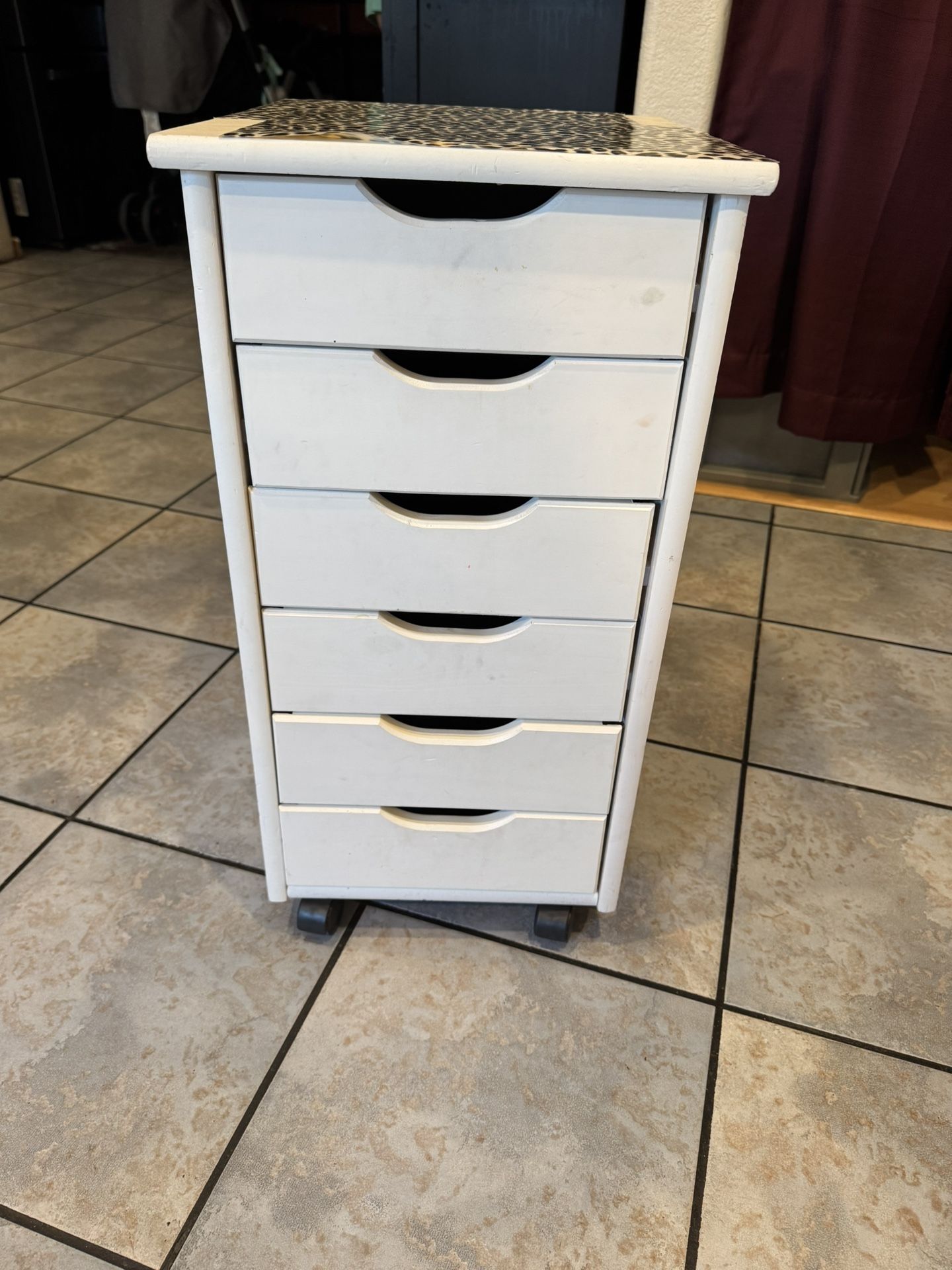 Small white drawers rolling cart