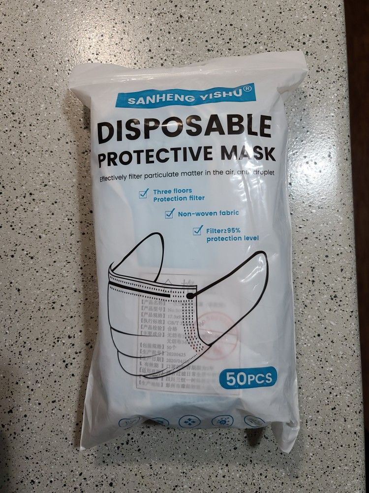 3 Packs Of 50... Disposable Face Masks